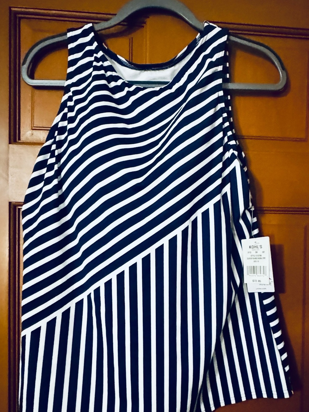 Lands End High Neck Tankini Top - Navy & White